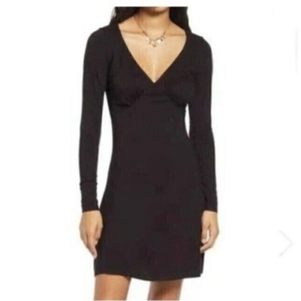 NEW 𝅺NORDSTROM BP long sleeves knit dress black XSMALL hipster
